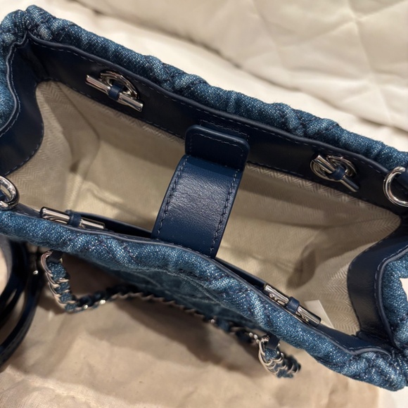 Tory Burch Mini Denim Fleming Tote Bag - Picture 3 of 8